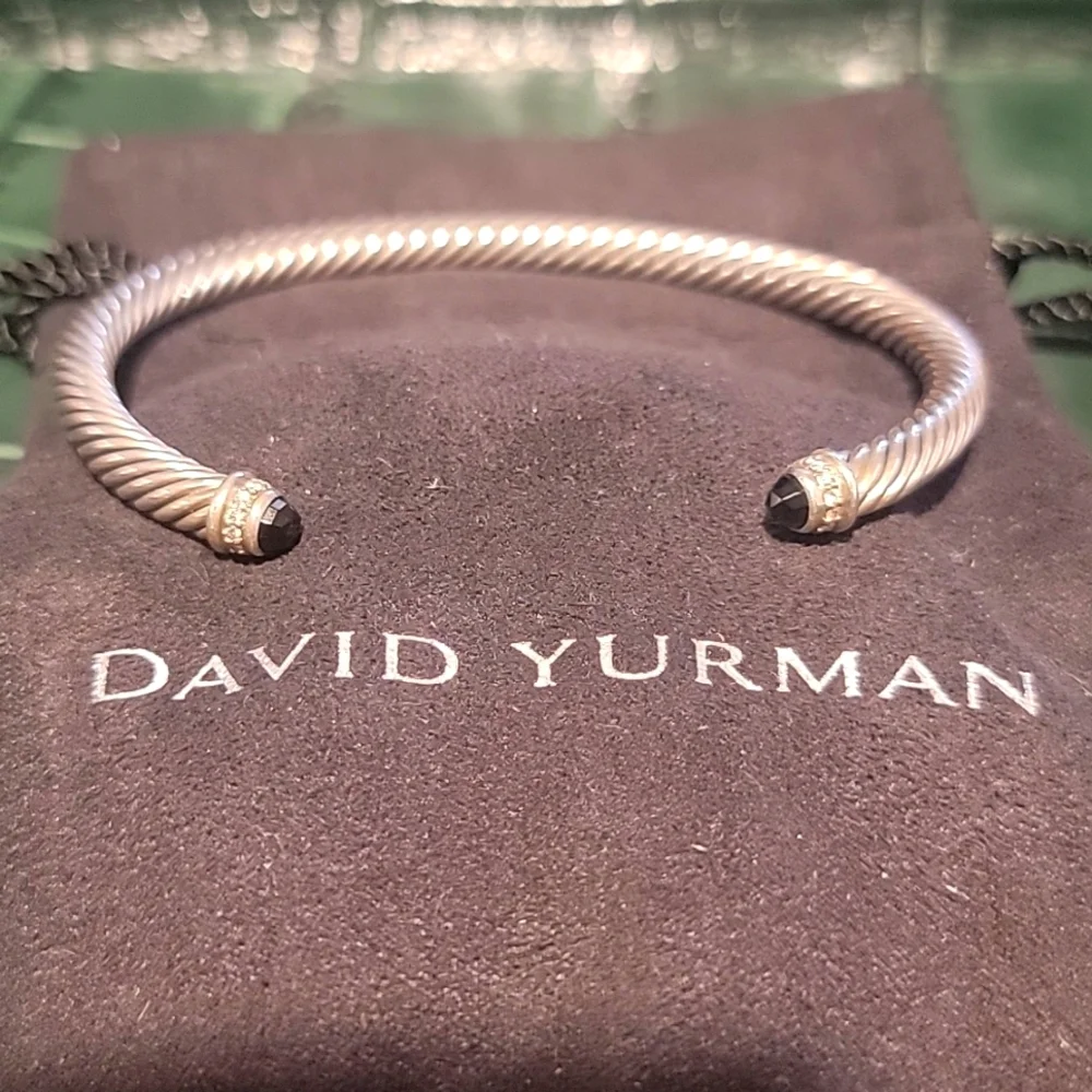 David Yurman 5mm Cable Bracelet with Hematine & Diamonds - Picture 2 of 7